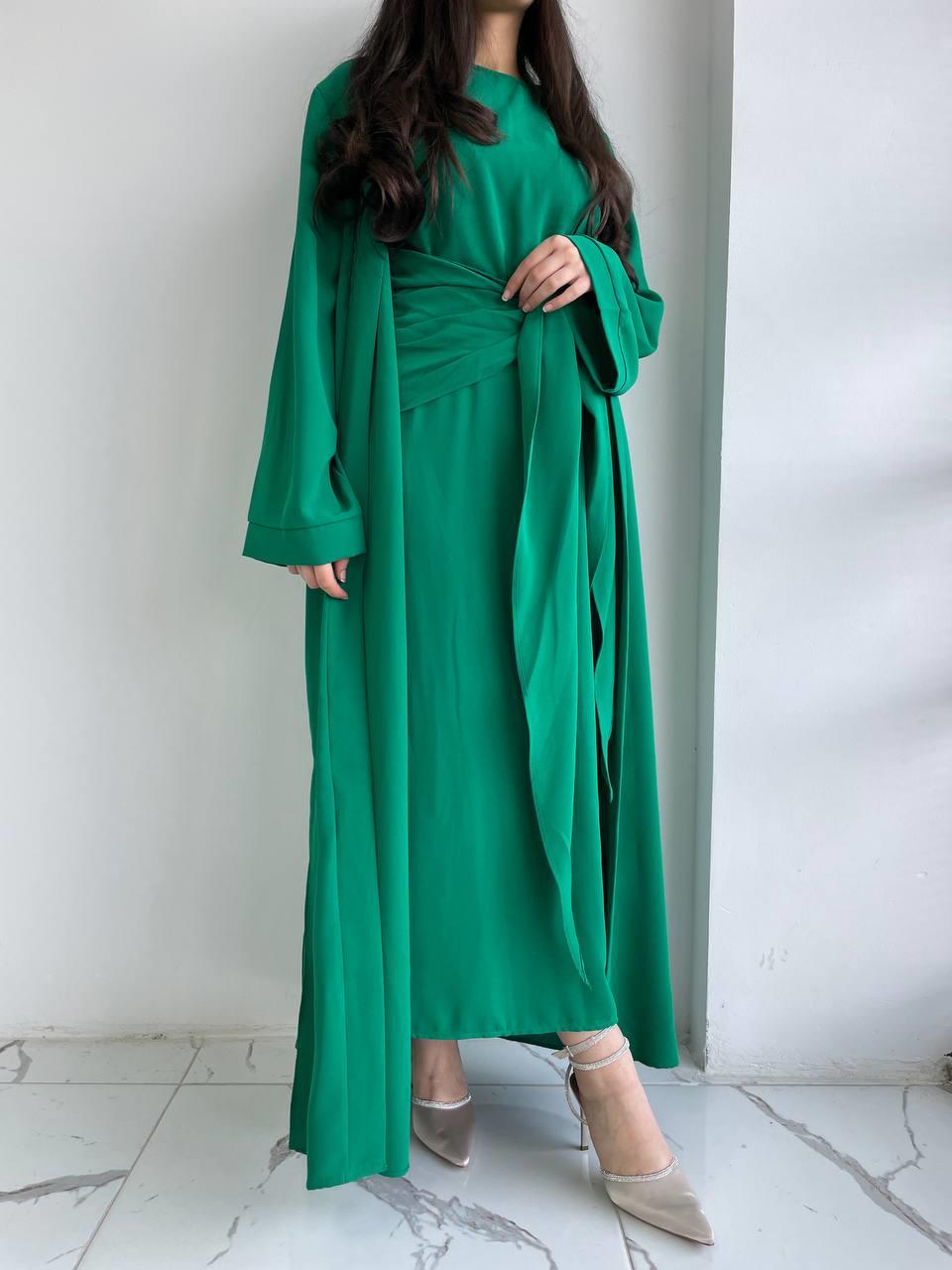 Yeşil Suzan Abaya Takım