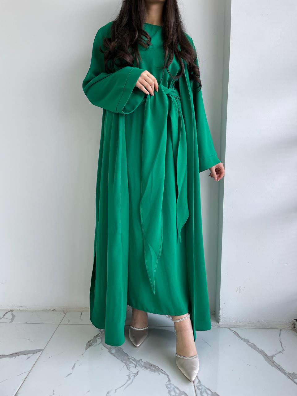Yeşil Suzan Abaya Takım