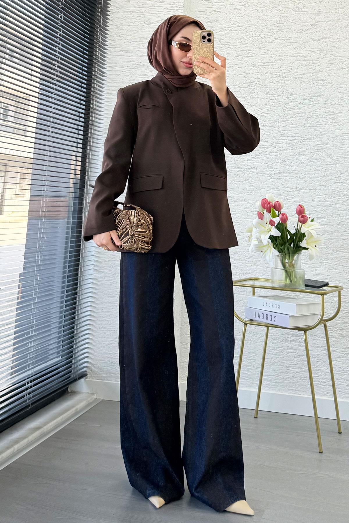 ZRA Muadil Yüksek Bel Denim Bol Paça Pantolon – Mavi