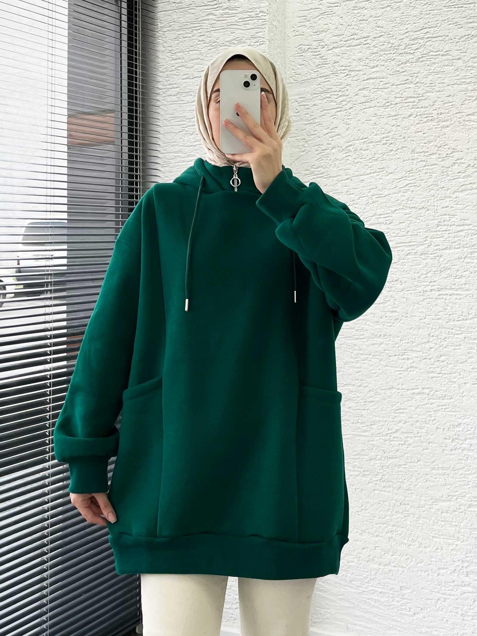 Zümrüt Cepli Oversize Kadın Sweat