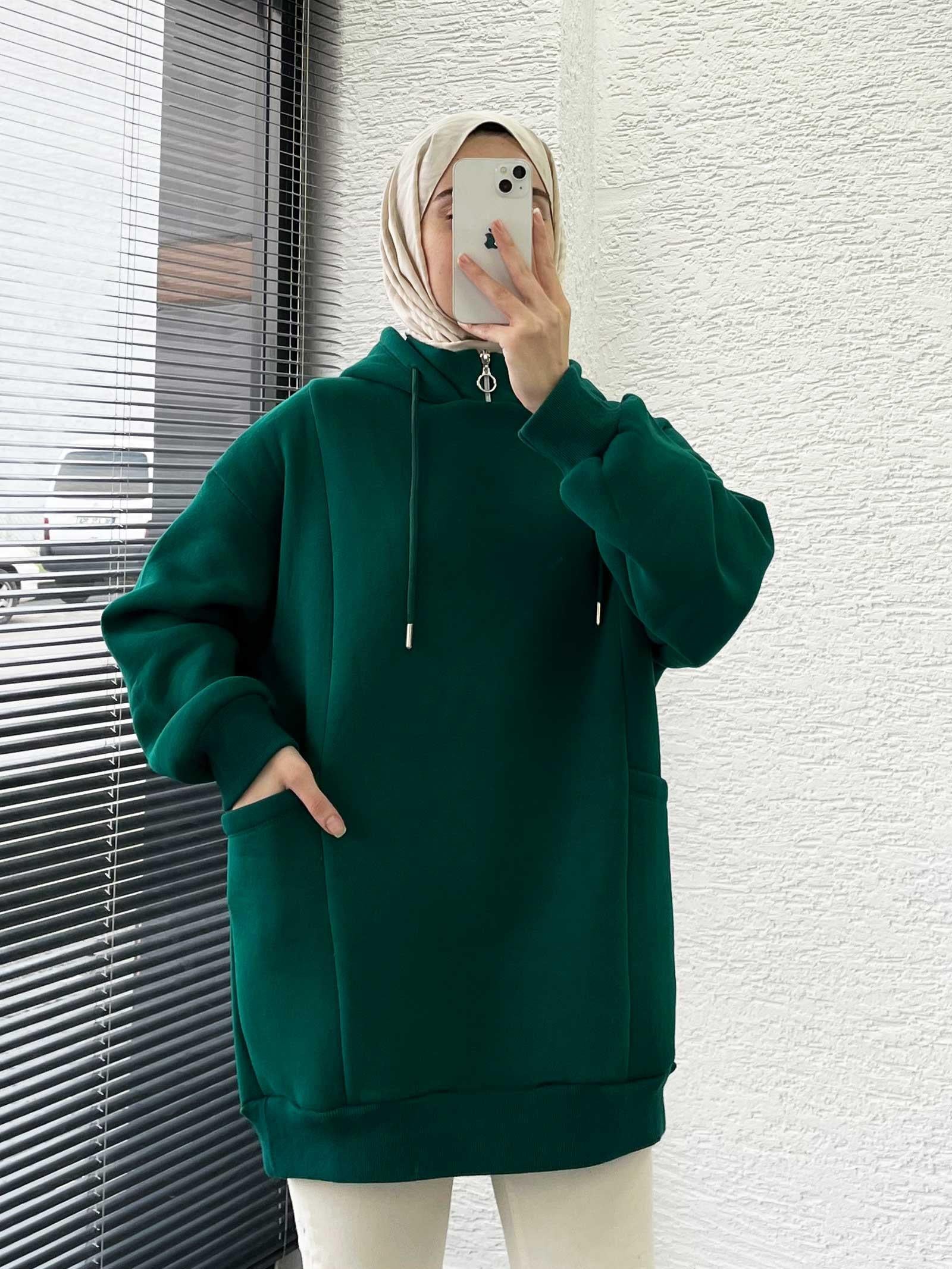 Zümrüt Cepli Oversize Kadın Sweat