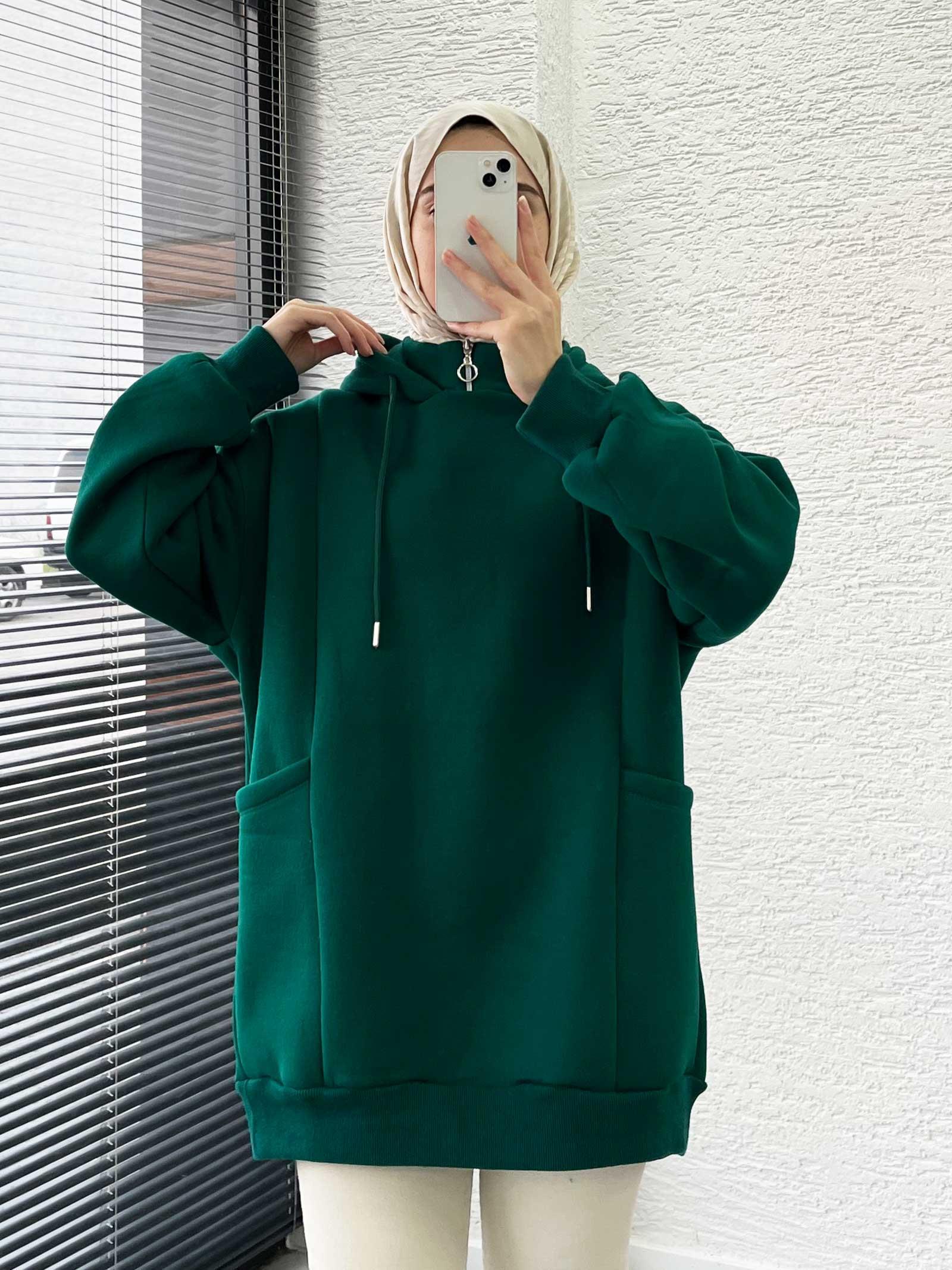 Zümrüt Cepli Oversize Kadın Sweat