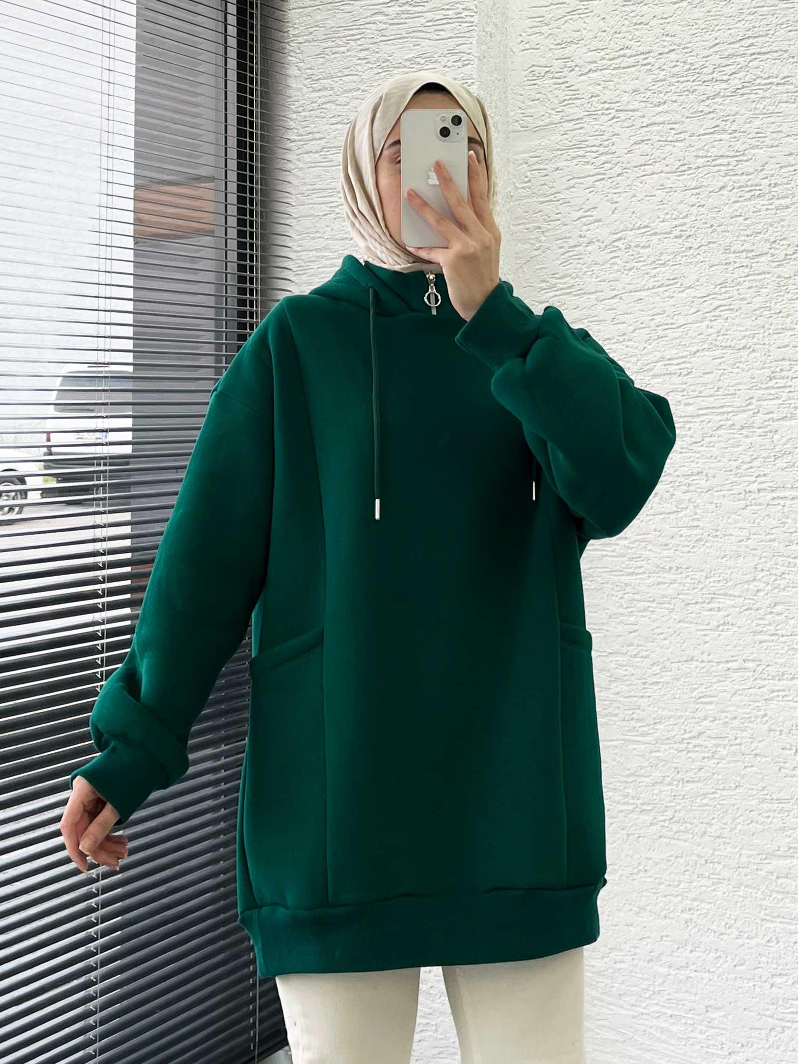 Zümrüt Cepli Oversize Kadın Sweat