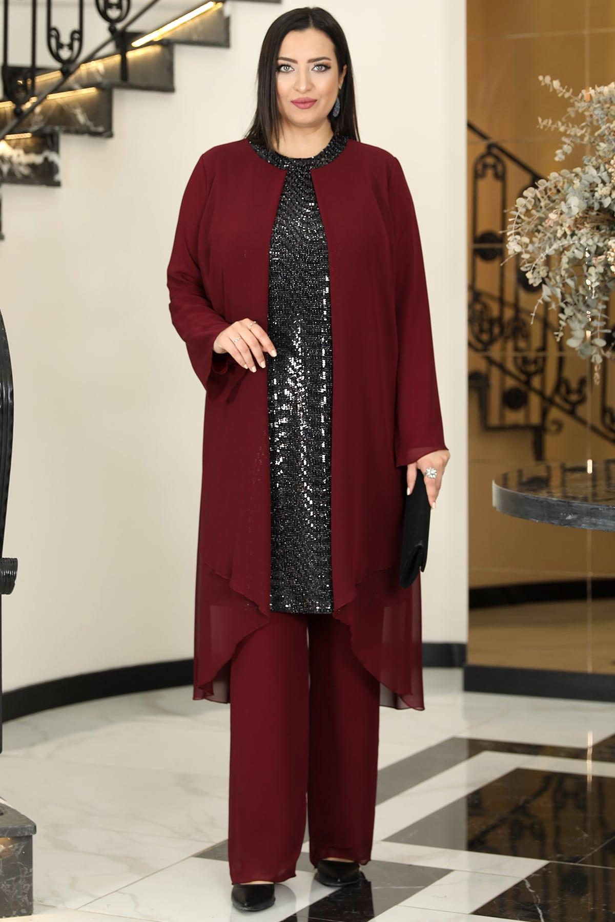 Dilan Tesettür Takım Bordo
