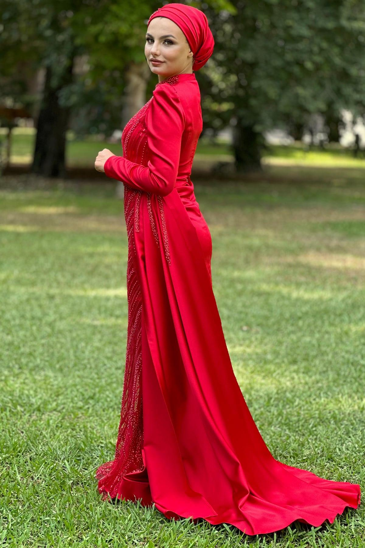 Diva Tesettür Abiye Kırmızı