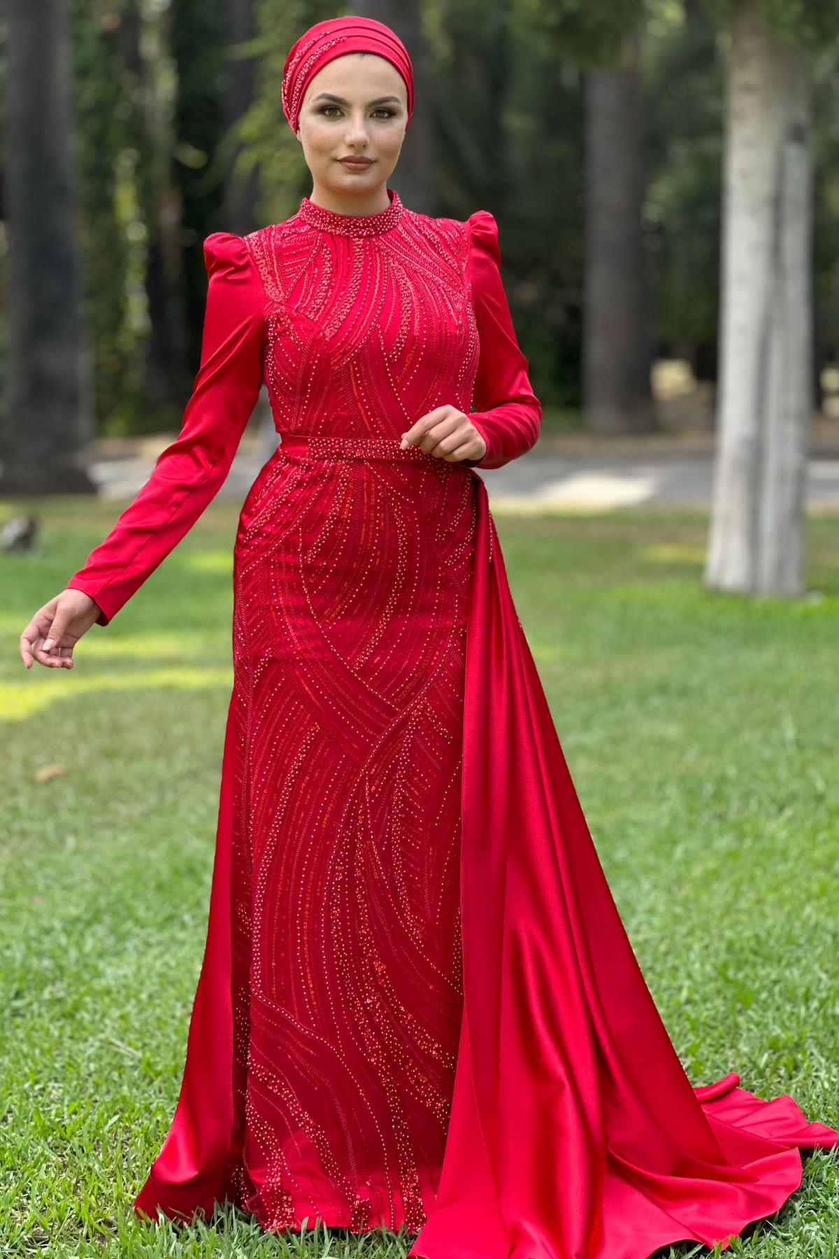 Diva Tesettür Abiye Kırmızı