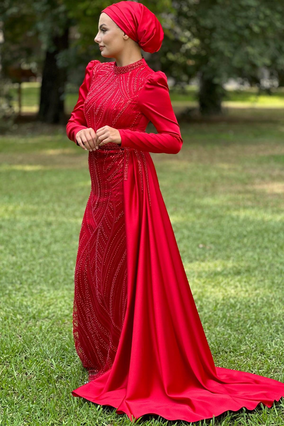 Diva Tesettür Abiye Kırmızı