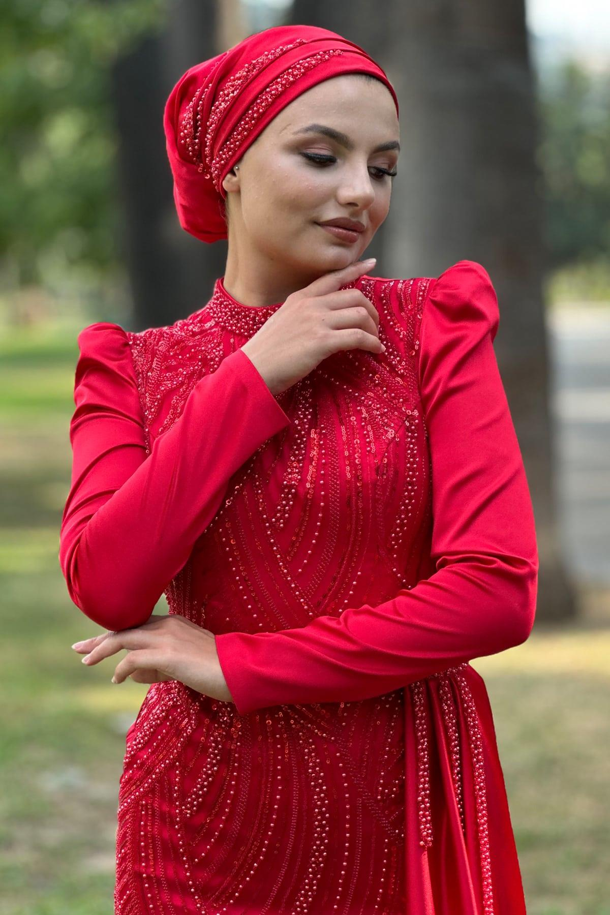 Diva Tesettür Abiye Kırmızı