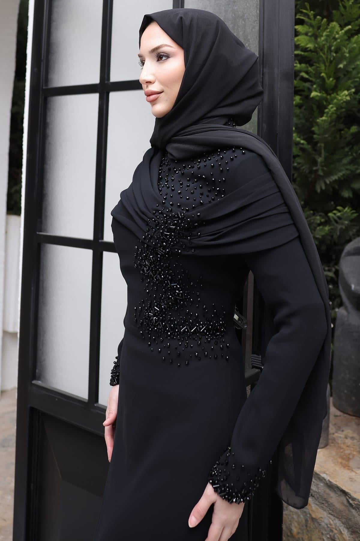 Ebru Tesettür Abiye Siyah