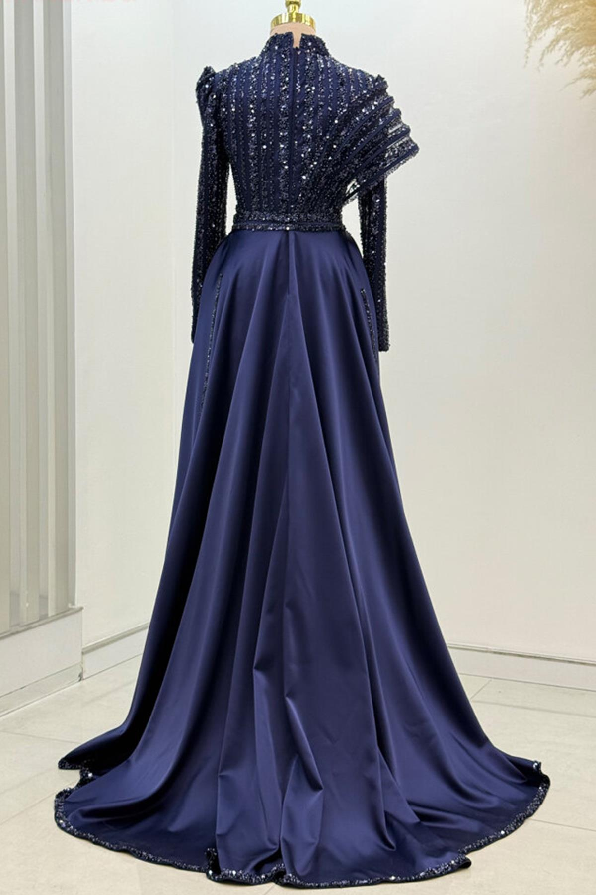 Elegance Tesettür Abiye Lacivert