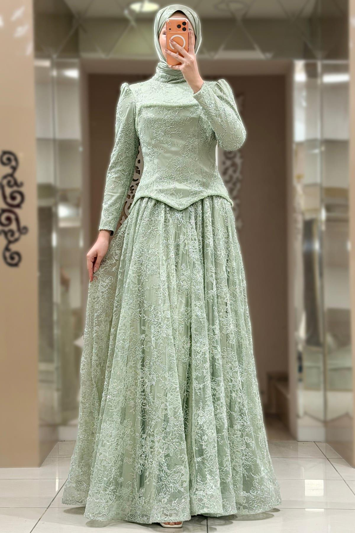 Elina Tesettür Abiye Mint