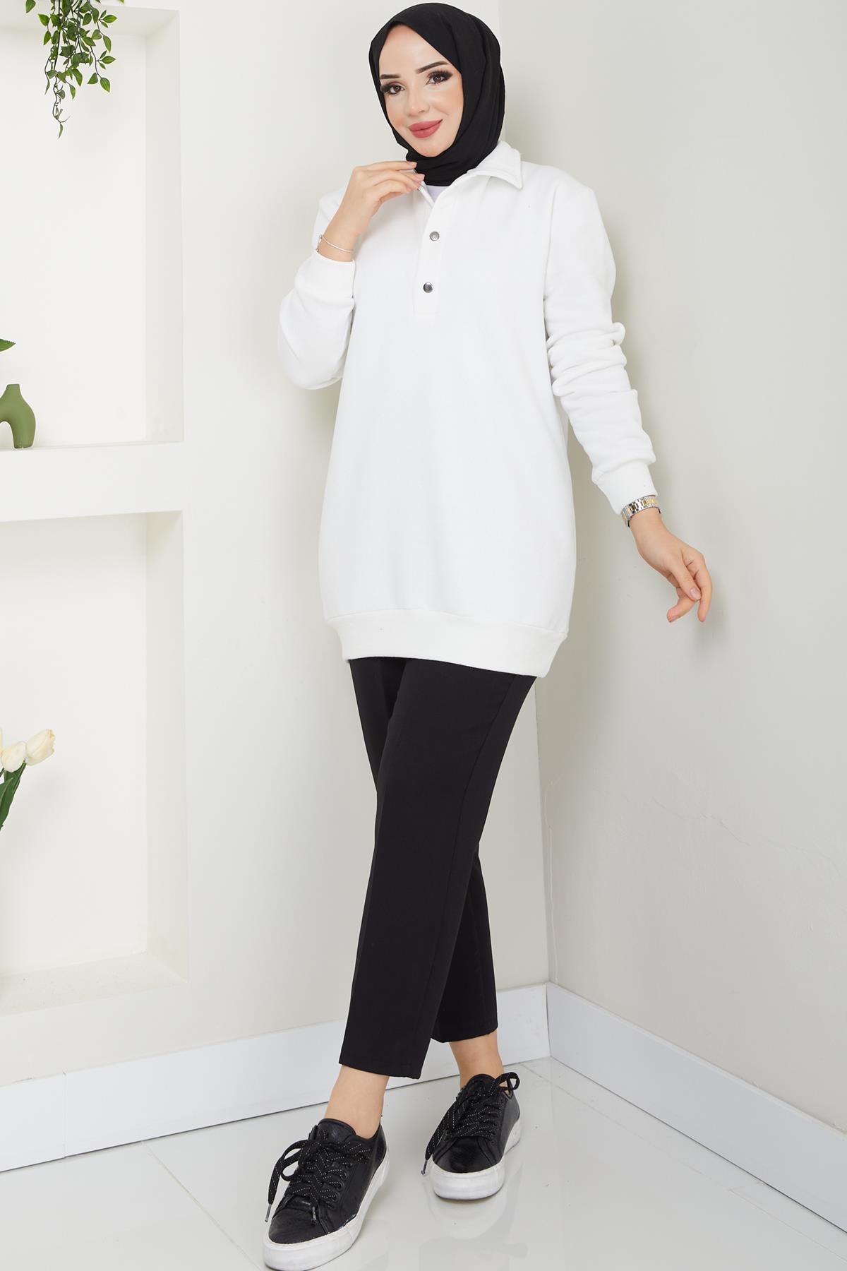 Esila Tesettür Sweat Ekru