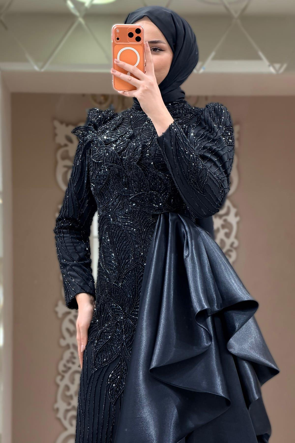 Leyla Tesettür Abiye Siyah