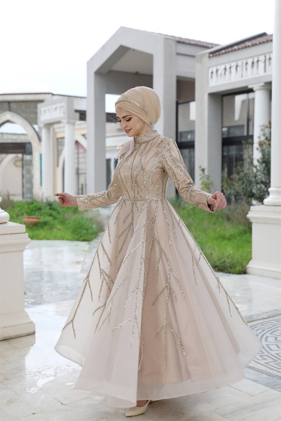 Luxe Tesettür Abiye Gold