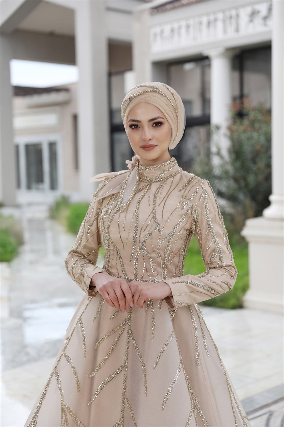 Luxe Tesettür Abiye Gold