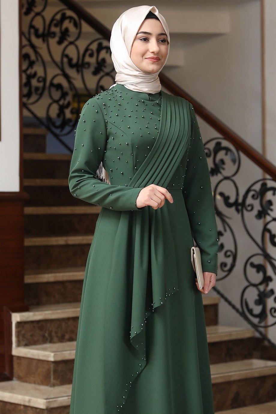Manolya Tesettür Elbise Haki