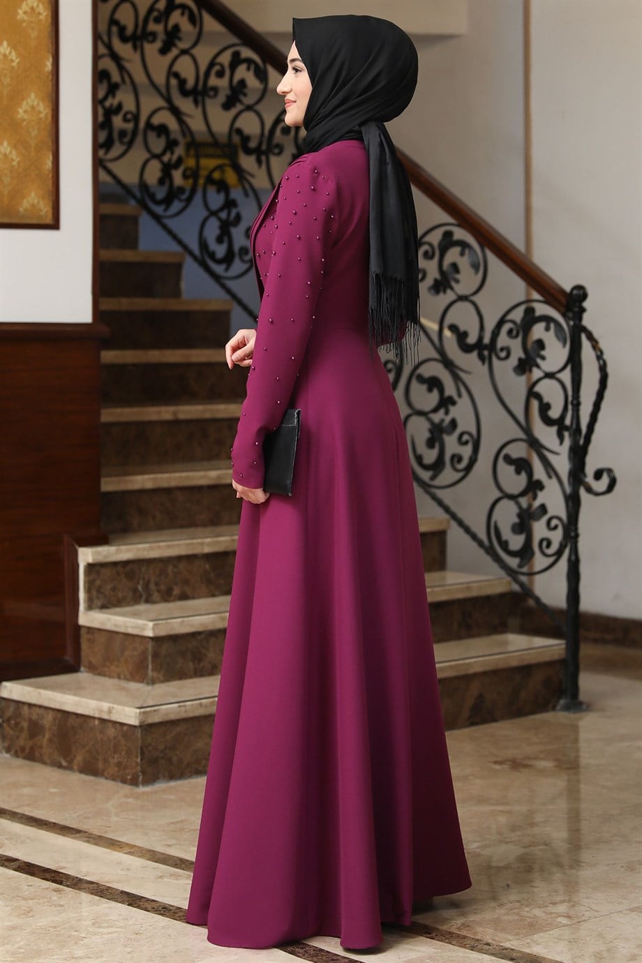 Manolya Tesettür Elbise Mürdüm