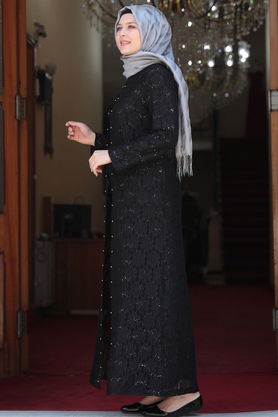 Papatya Tesettür Abiye Siyah
