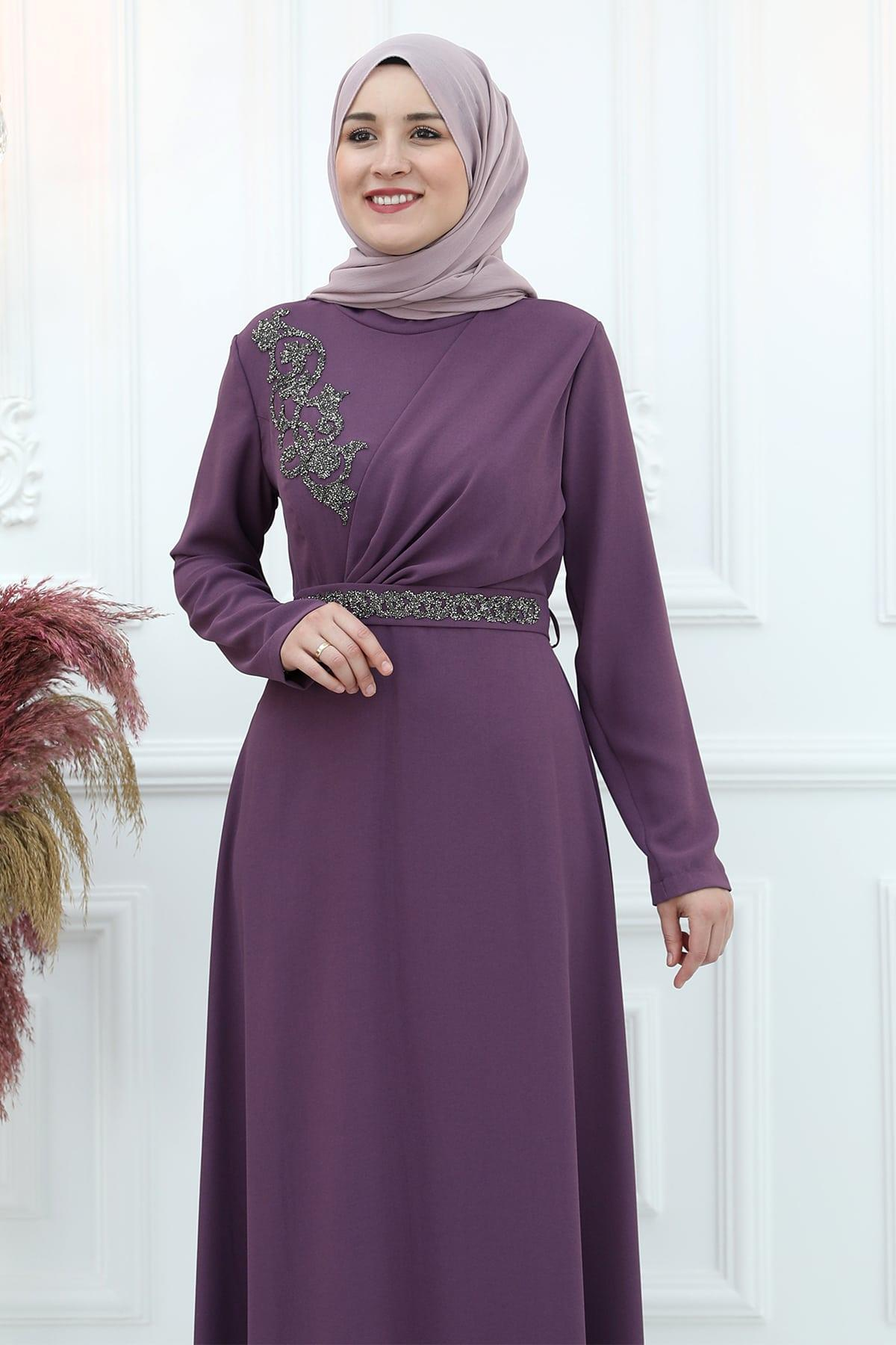 Sena Tesettür Elbise Violet
