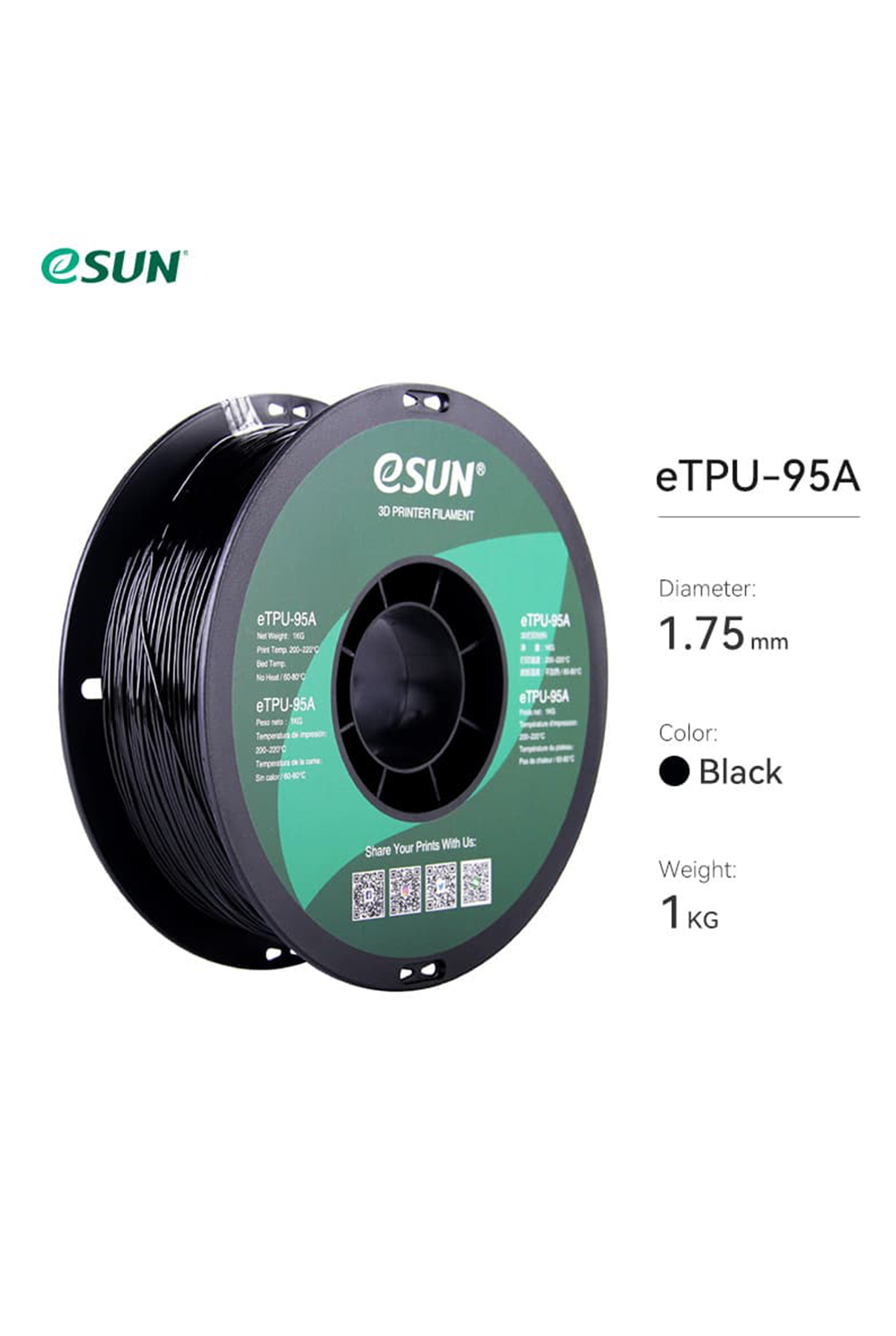 Esun eTPU-95A Filament Siyah