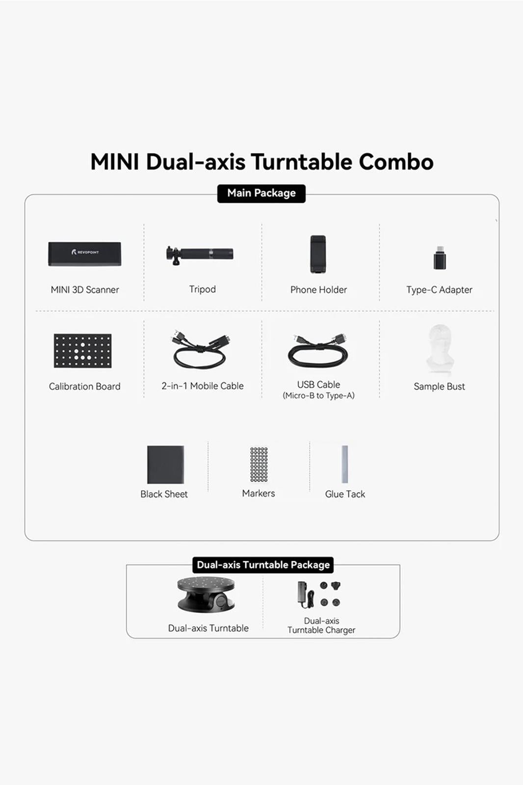 Revopoint MINI Dual-Axis Turntable Combo 3D Scanner