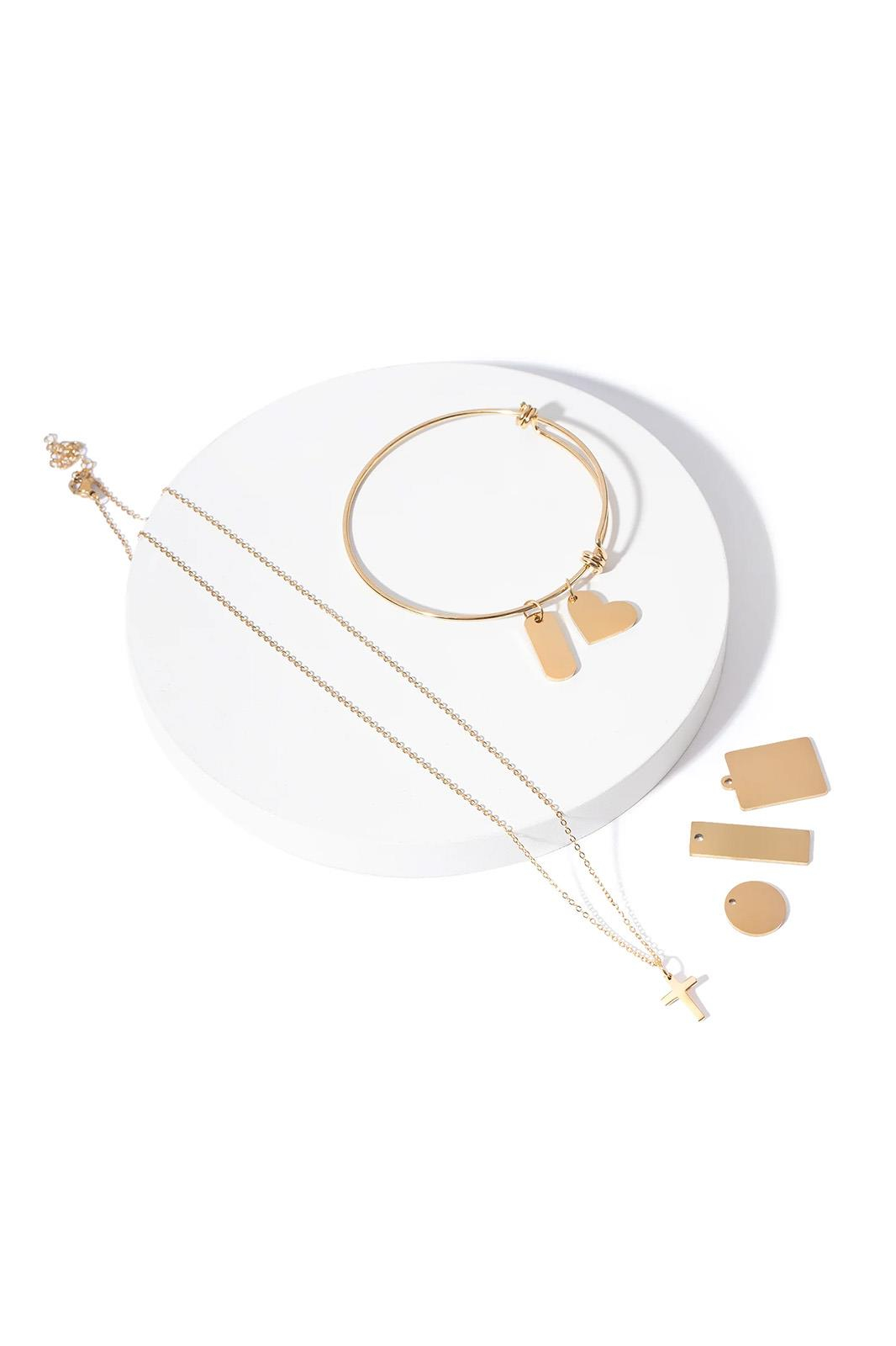xTool Stainless Steel Necklace Bracelet Tag DIY Set Gold 