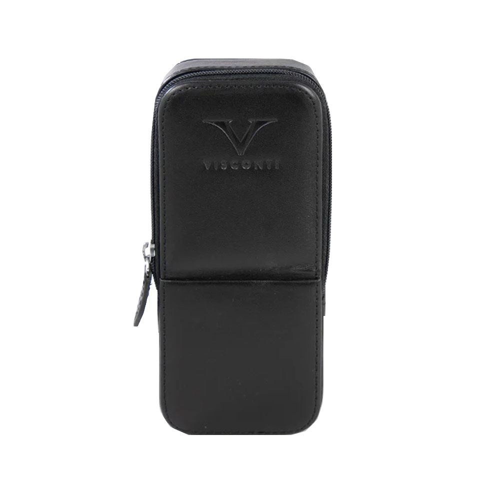 Visconti Black Leather Pen Holder 3 Places