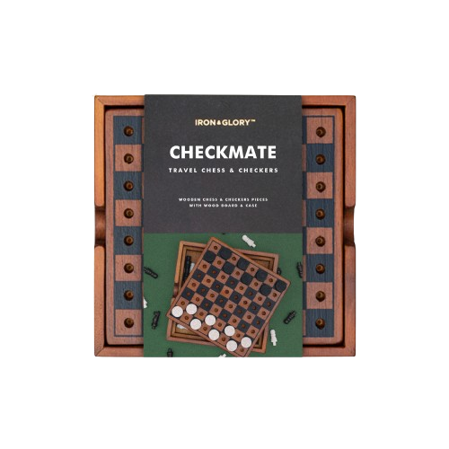 Suck Uk Iron & Glory Collection-CheckMate Ahşap Satranç & Dama Seti 