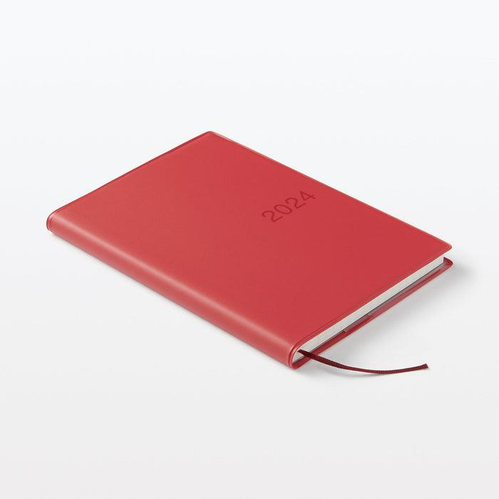 Muji 2024 Monthly/Weekly Planner - Monday Start B6 Ajanda Kırmızı