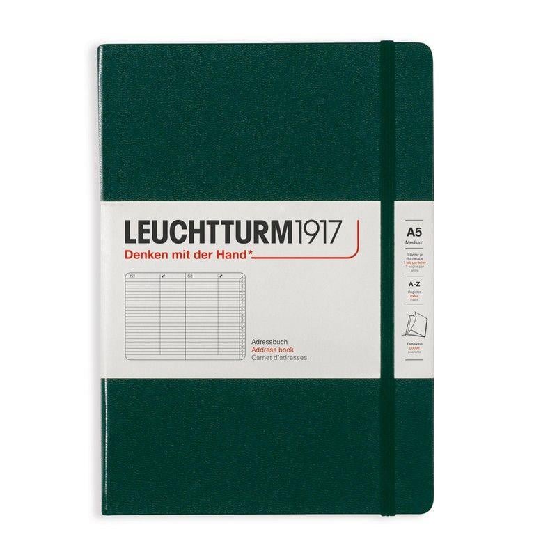 Leuchtturm1917 Sert Kapak 100 gr. Kağıt A5 Adres Defteri Forest Green 370360
