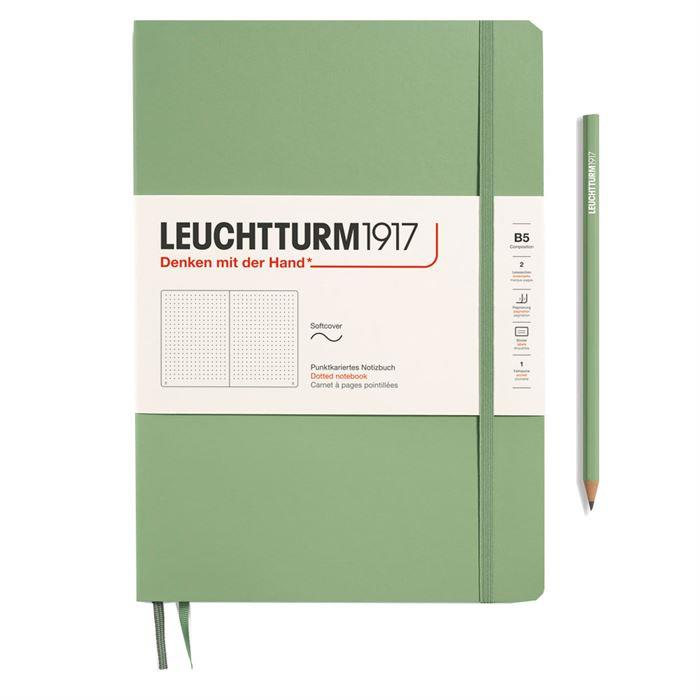 Leuchtturm1917 Composition Notebook, B5, Yumuşak Kapak, 123 Sayfa Not Defteri, Noktalı, Sage 363928