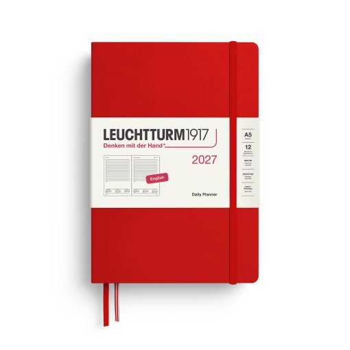 Leuchtturm1917 Planner 2027 - 12M Günlük Planner Medium A5 2027 İngilizce Cherry 400326