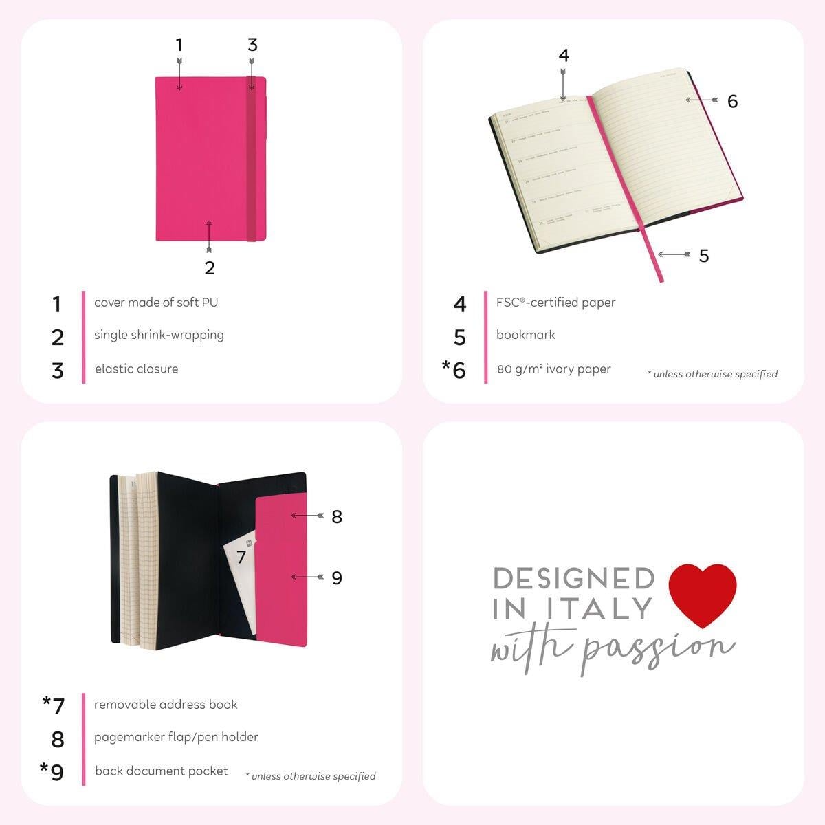 Legami Medium Agenda/Planner Sept. 2024- Dec. 2025 16 Months Günlük Ajanda  Black Diamond