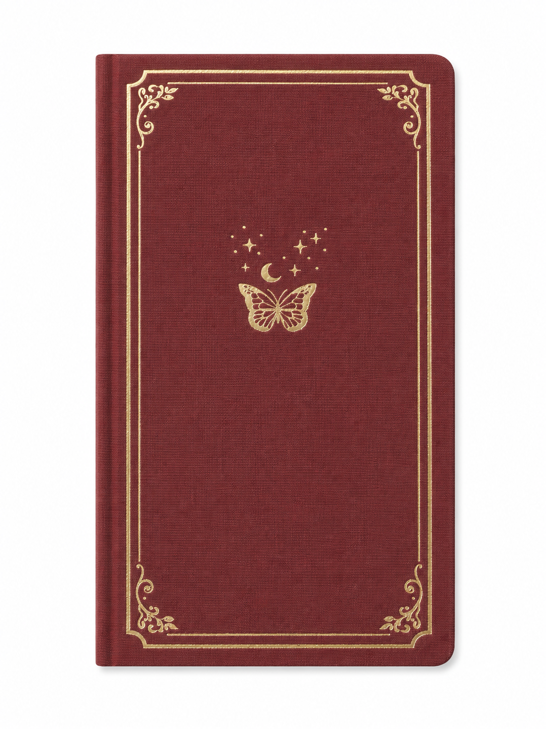 Nova Crafts Keten Yaldız Kapak Noktalı Defter 10x20.5 cm. 90 gr. Ivory 224 sy. Yaldız Kenar, Burgundy