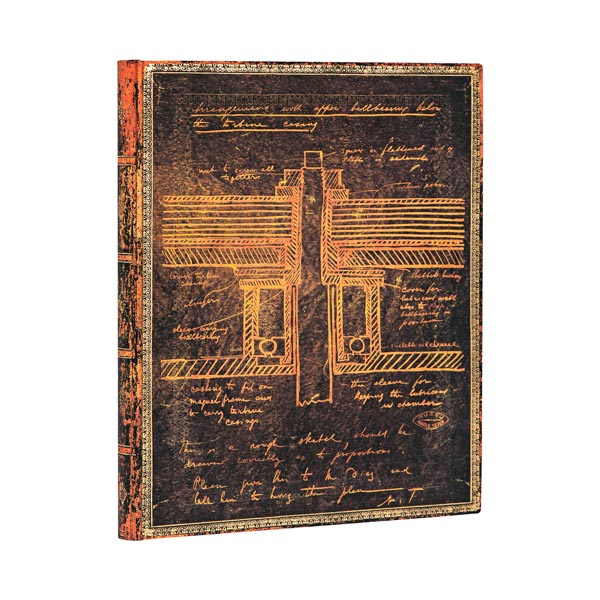 Paperblanks Tesla Sketch of a Turbine Yumuşak Kapak 18x23 Çizgisiz Defter FB6433-6