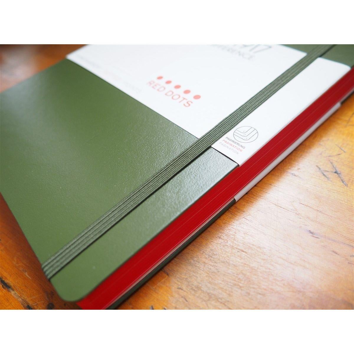 Leuchttrum 1917 Limited Edition Red Dots Medium(A5) Sert Kapak, 251 Numaralandırılmış Kırmızı Noktalı Sayfa Defter Army 357697