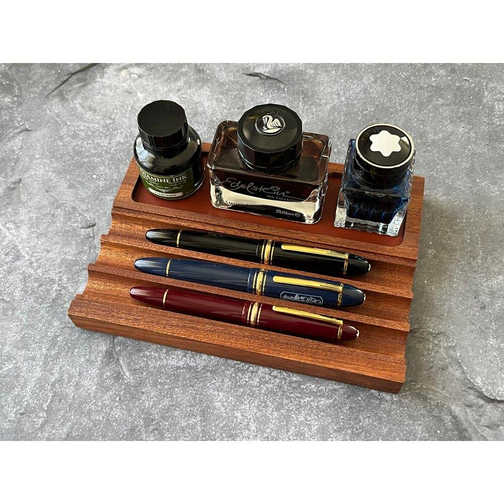 Aegan Leather Maun Kalem Tepsi & Mürekkep Standı Konyak