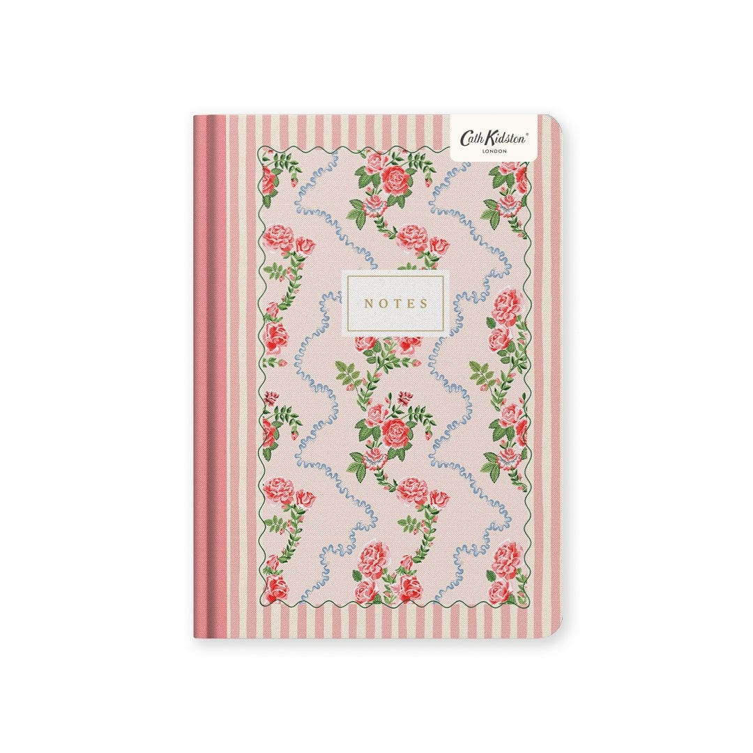 Ohh Deer Cath Kidston Tasarımı A5 192 Sayfa Sert Kapak Çizgili Defter Rose Flutter Stripe 13214