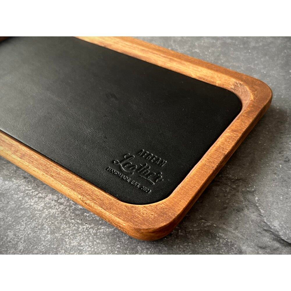 Aegan Leather Kayın Ağacı Kalem Tepsisi Siyah