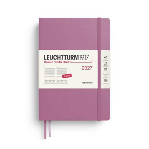 Leuchtturm1917 Planner 2027 - 12M Günlük Planner Medium A5 2027 İngilizce Dusty Rose 400325