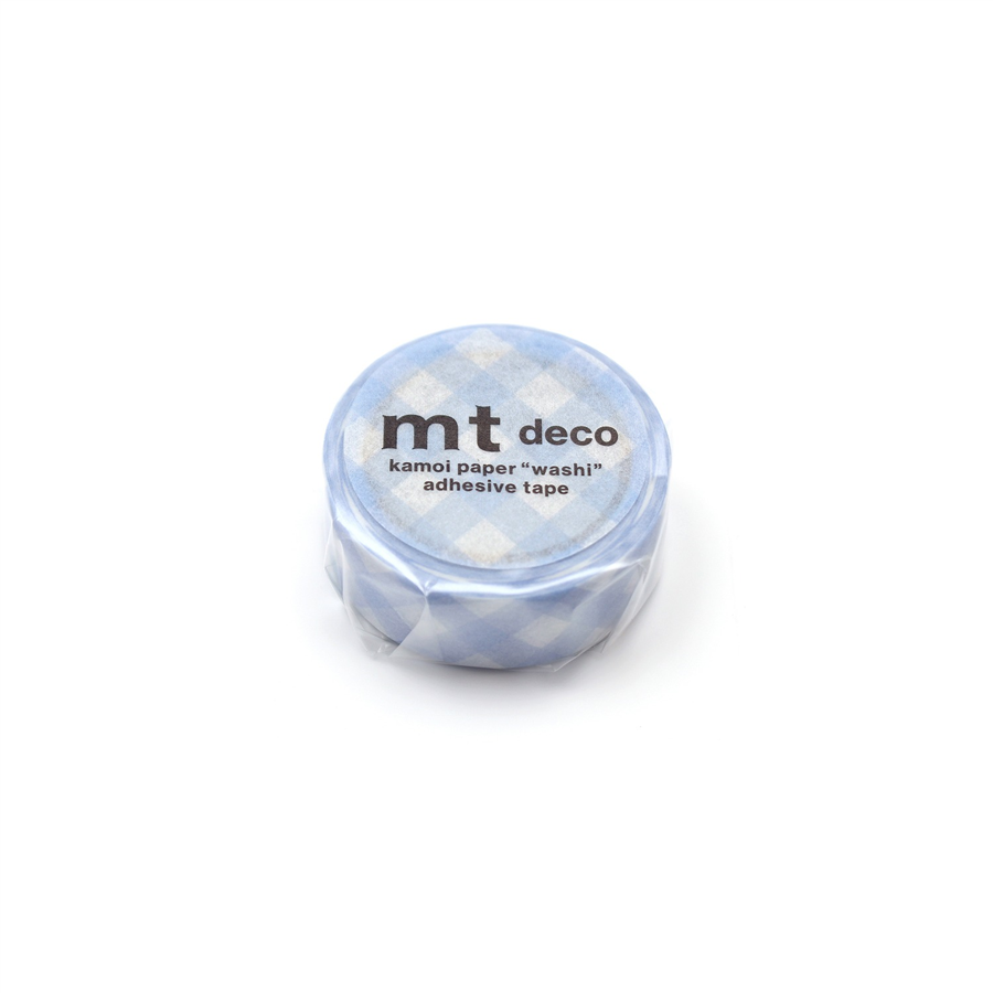 Kamo-i Masking Washi Tape 15mm×7m Wide Gingham Check Pastel Ultramarine