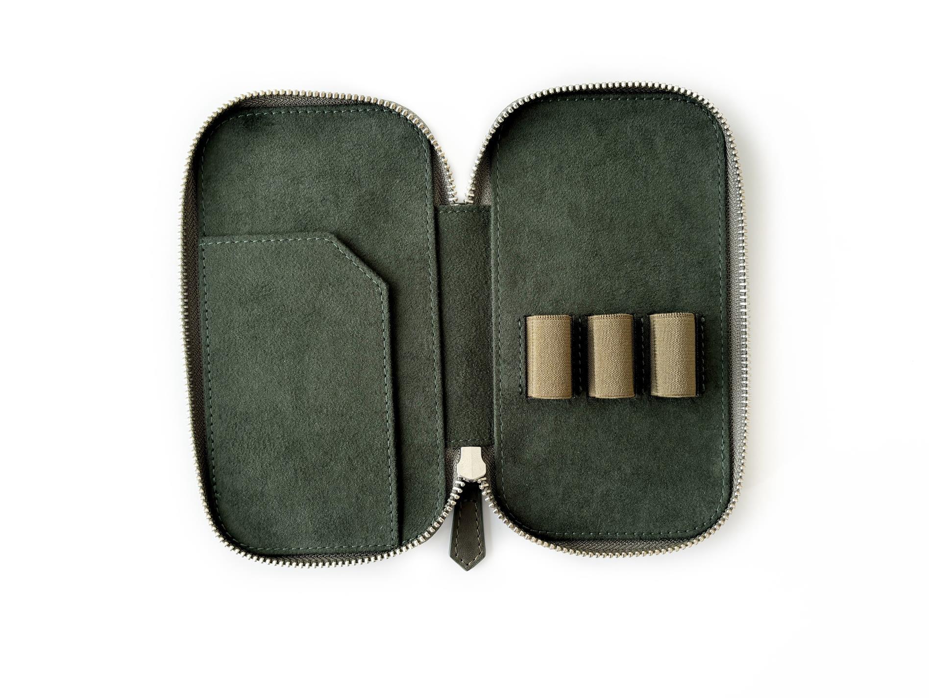 Eng Leather Natural Olive 3'lü Deri Kalem Kılıfı 