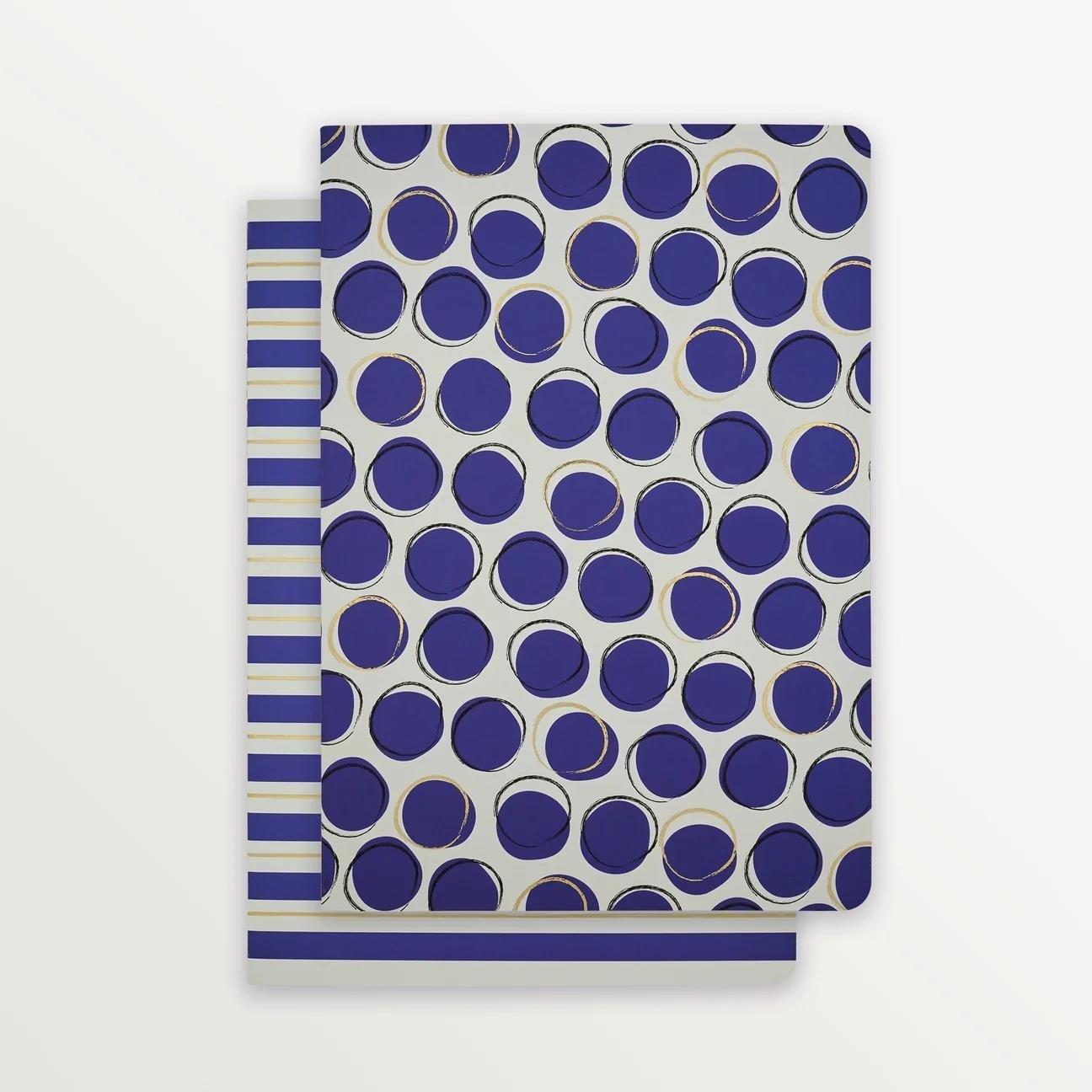 EPISODE DOTTY NAVY POLKA & BROAD STRIPE SET OF 2 B5 NOTEBOOKS