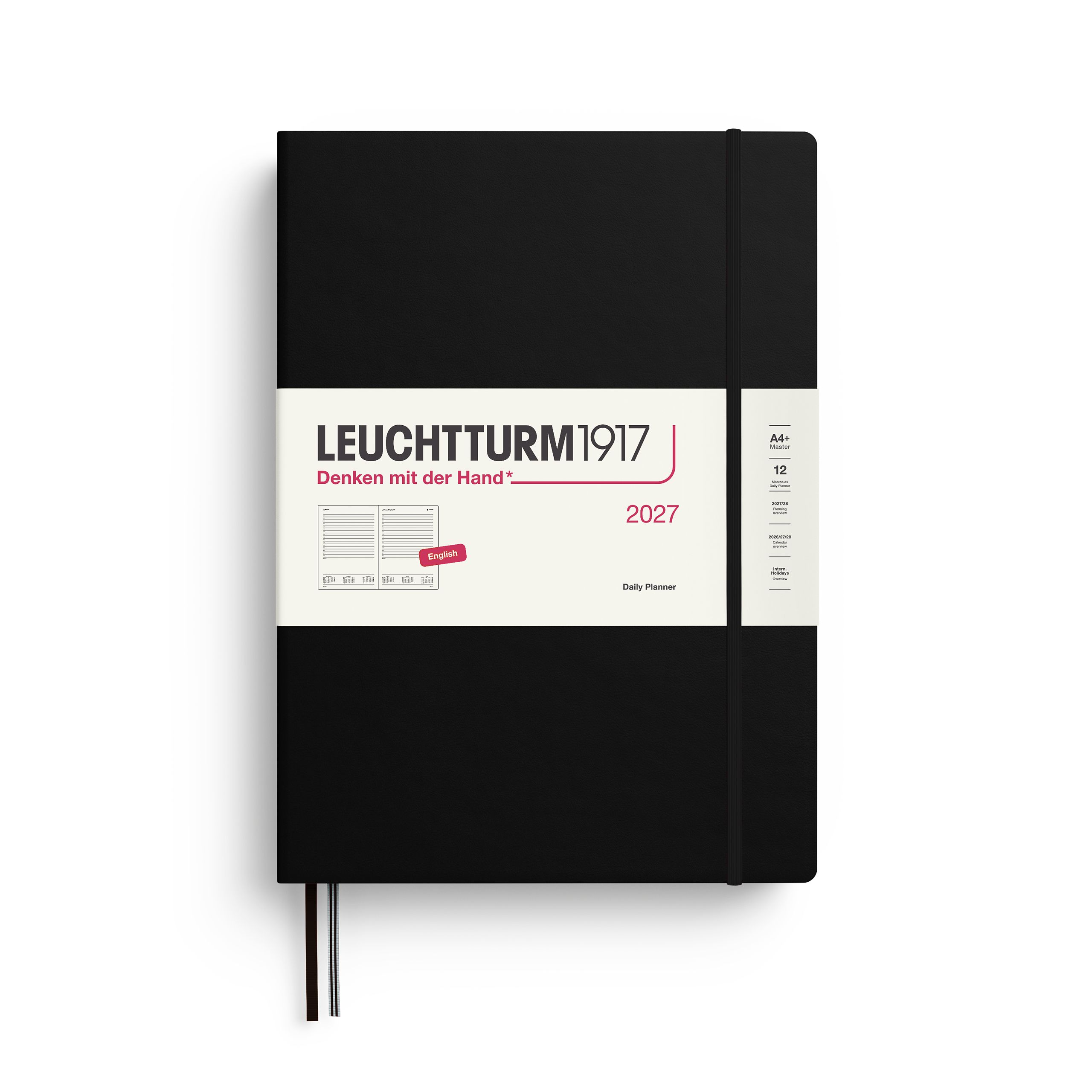 Leuchtturm1917 Planner 2027 - 12M Günlük Planner Master A4 2027 İngilizce Black 400323