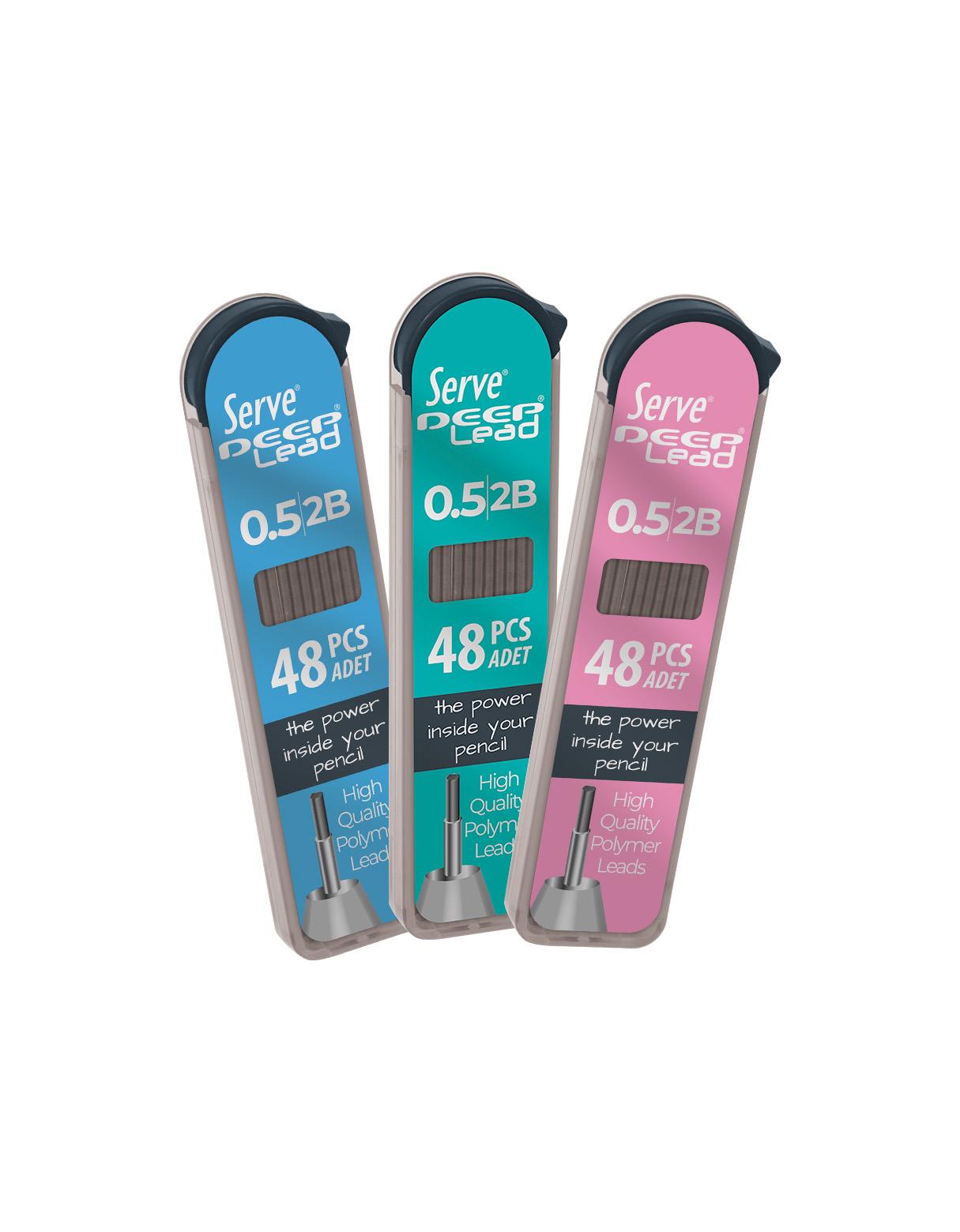 Serve Deep Lead 0.5 mm 2B 48'li Kalem Ucu - Pastel Pembe