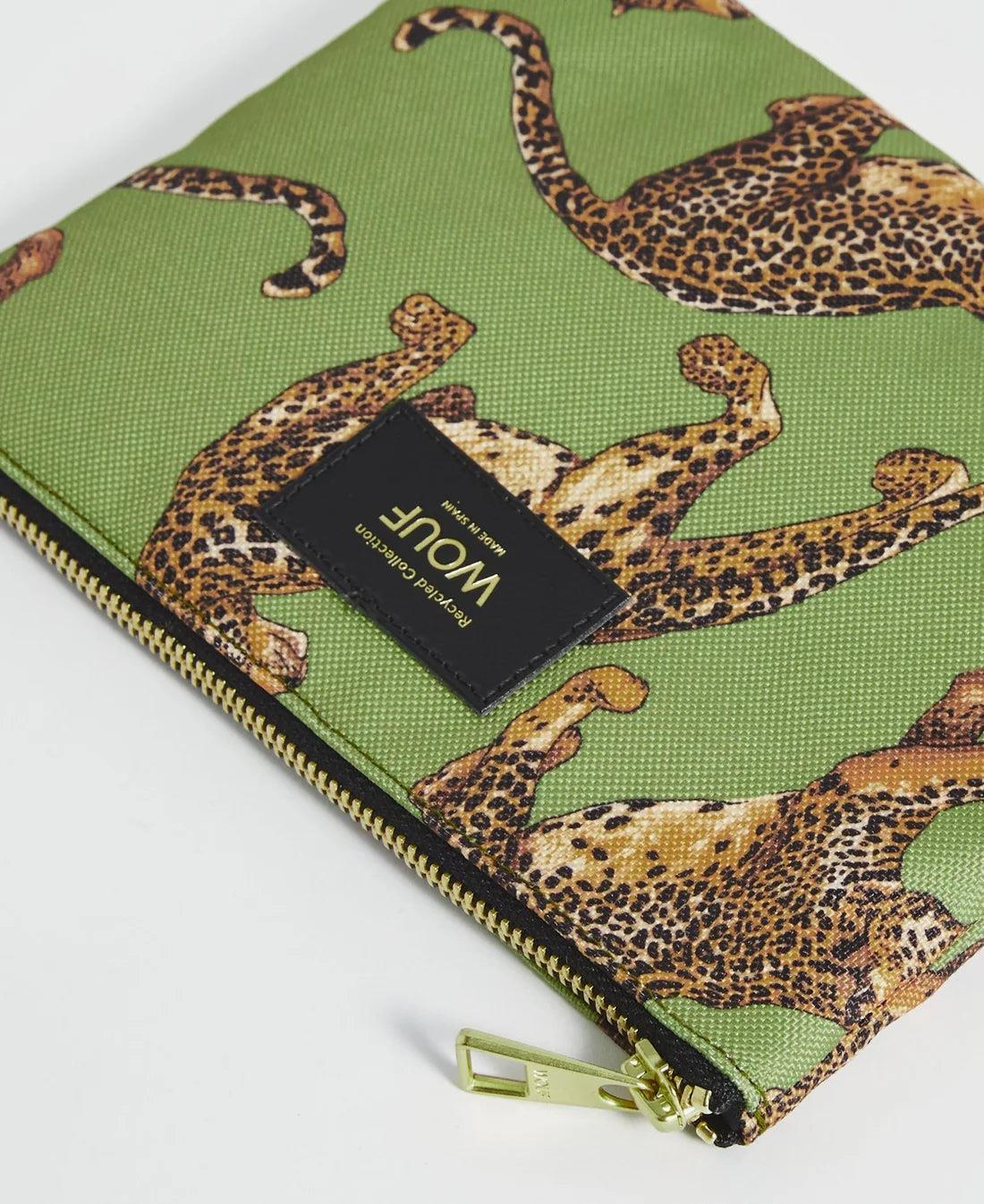 Wouf Olive Leopard Pouch  - El Çantası