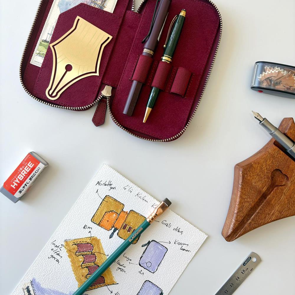 Eng Leather Saffiano Deri Koleksiyonu 3'lü Kalem Çantası Mulberry