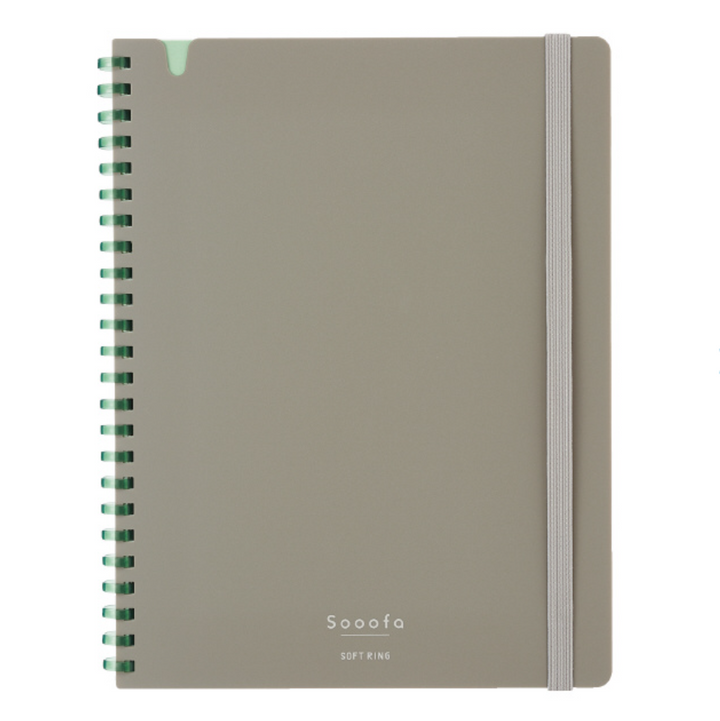 Kokuyo Sooofa Soft Ring Defter 4 mm Kareli  80 Sayfa, Geniş A5  Warm Grey