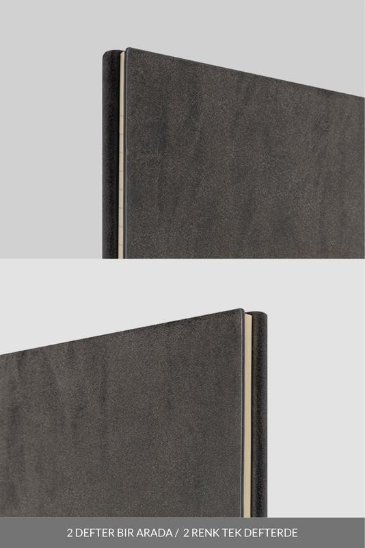 Laton Kaksi A5 Tarihsiz Planlayıcı Termo Deri Yumuşak Kapak 2'li Siyah Defter