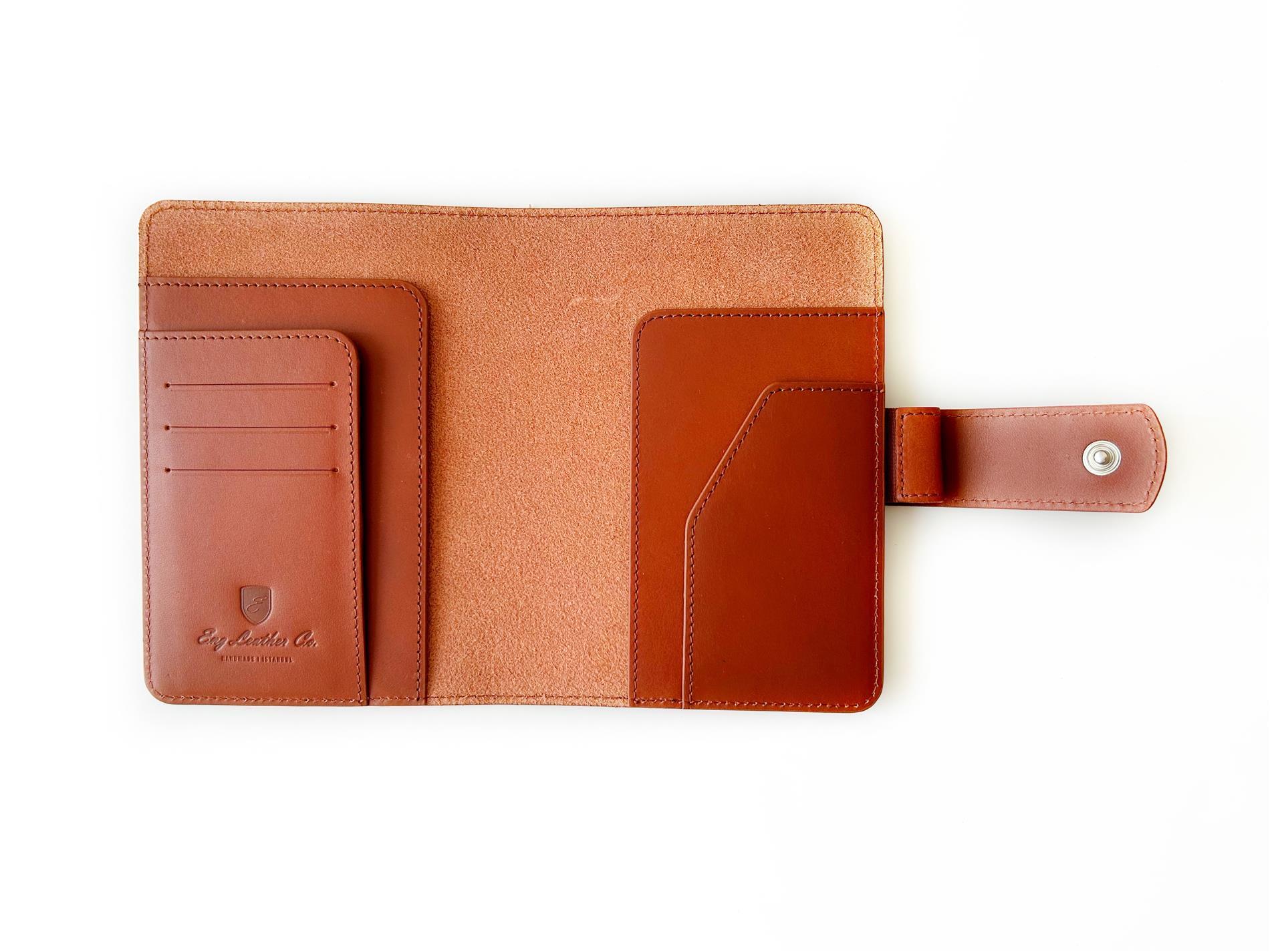 Eng Leather English Tan A6 Ebatlı Deri Defter Kılıfı ve Organizer